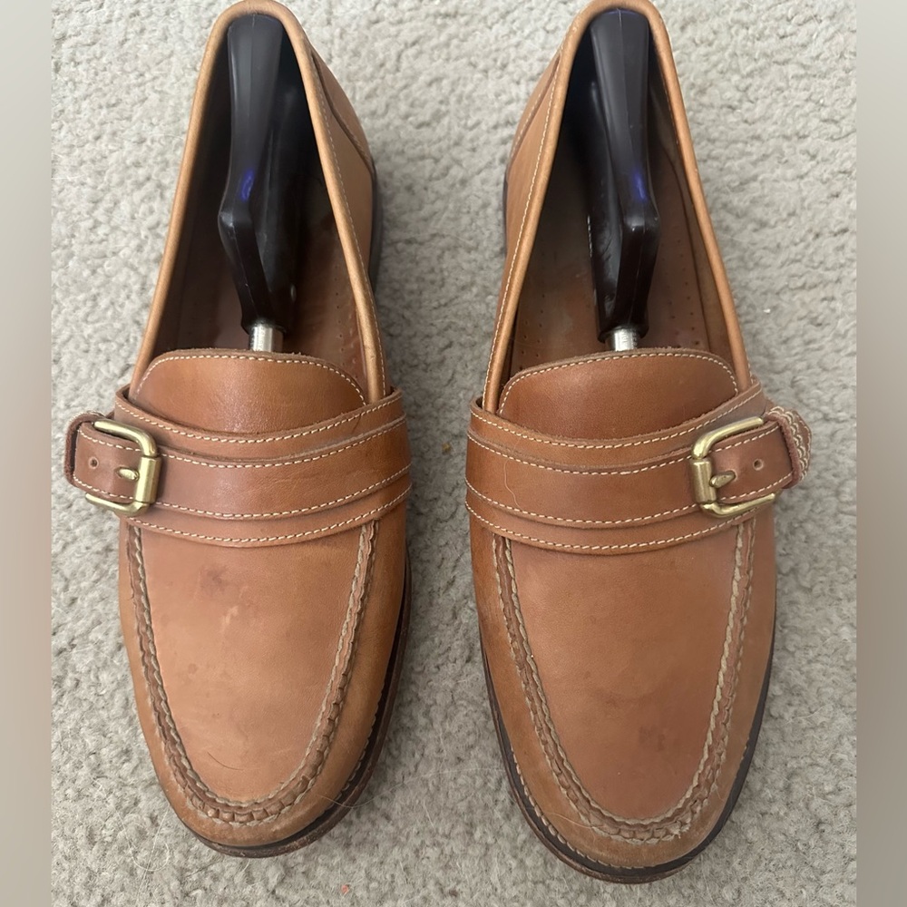 Cole Haan Buckle Men US 12D Brown Leather Loafer Dress Shoes